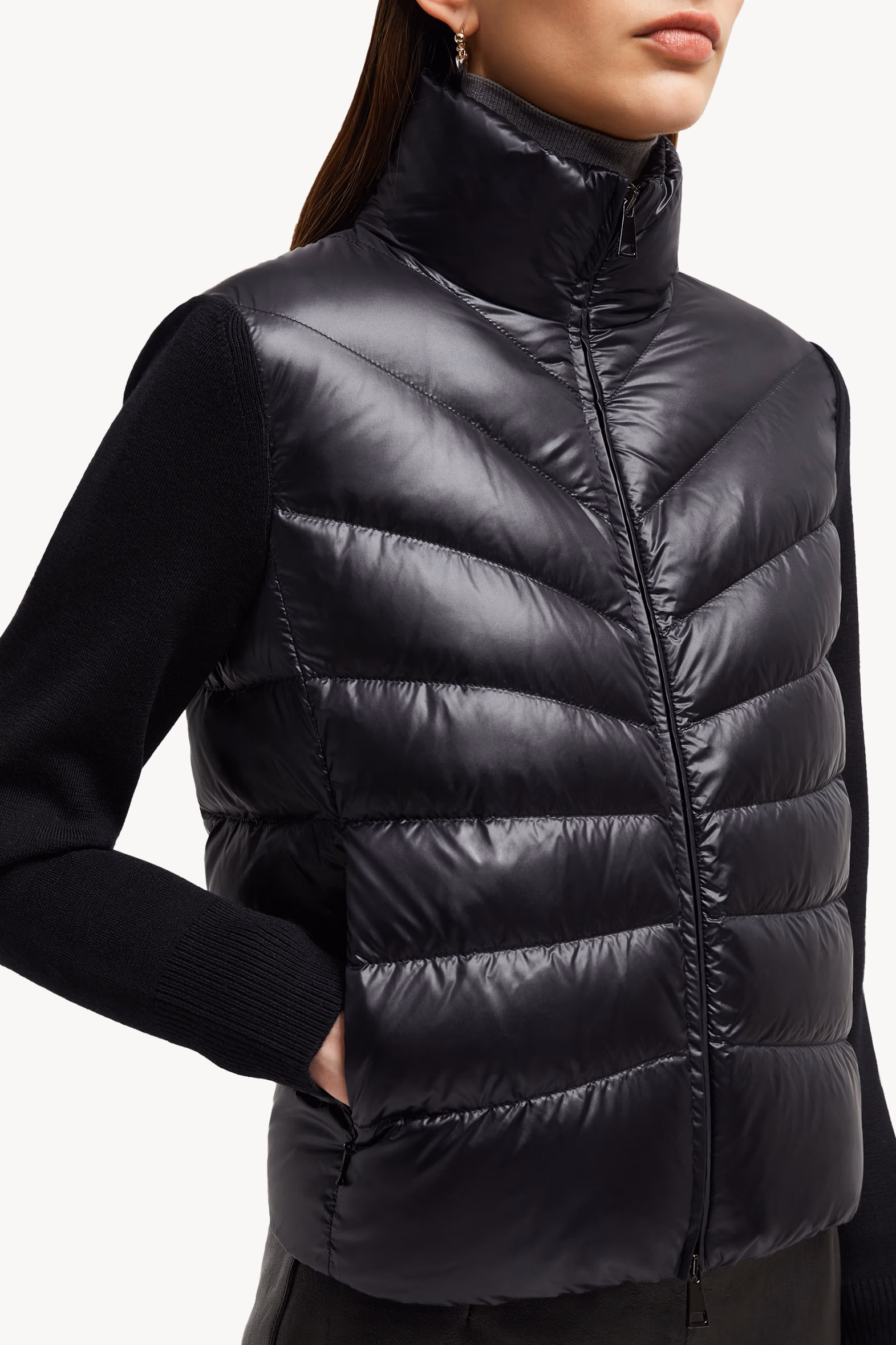 Cardigan matelassé en laine Femmes Noir Moncler 6